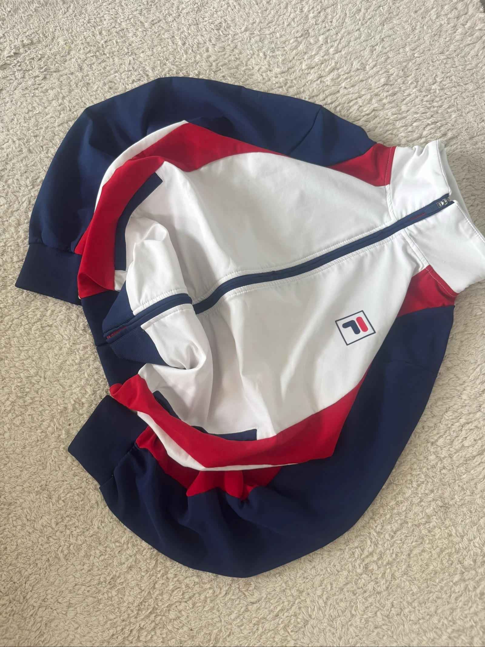 FILA Jaqueta de Treino com Zíper Branca Vermelha Azul Jaqueta Esportiva Y2K Retro Streetwear S – photo 2